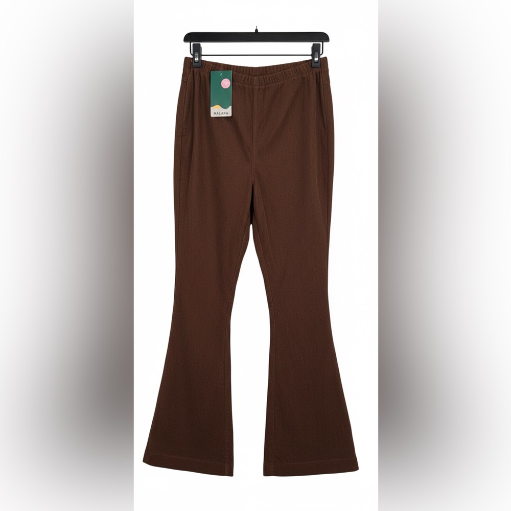 HALARA Corduroy Flare Bottom Pants Burnt Wood Brown M NWT
